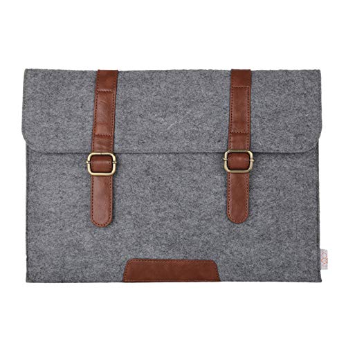 Image of OON 11 Inch Felt Laptop Sleeve Suit Up External Size 12 inch x 9 inch easily fit 11 inch laptop sleeve Steel Light Grey