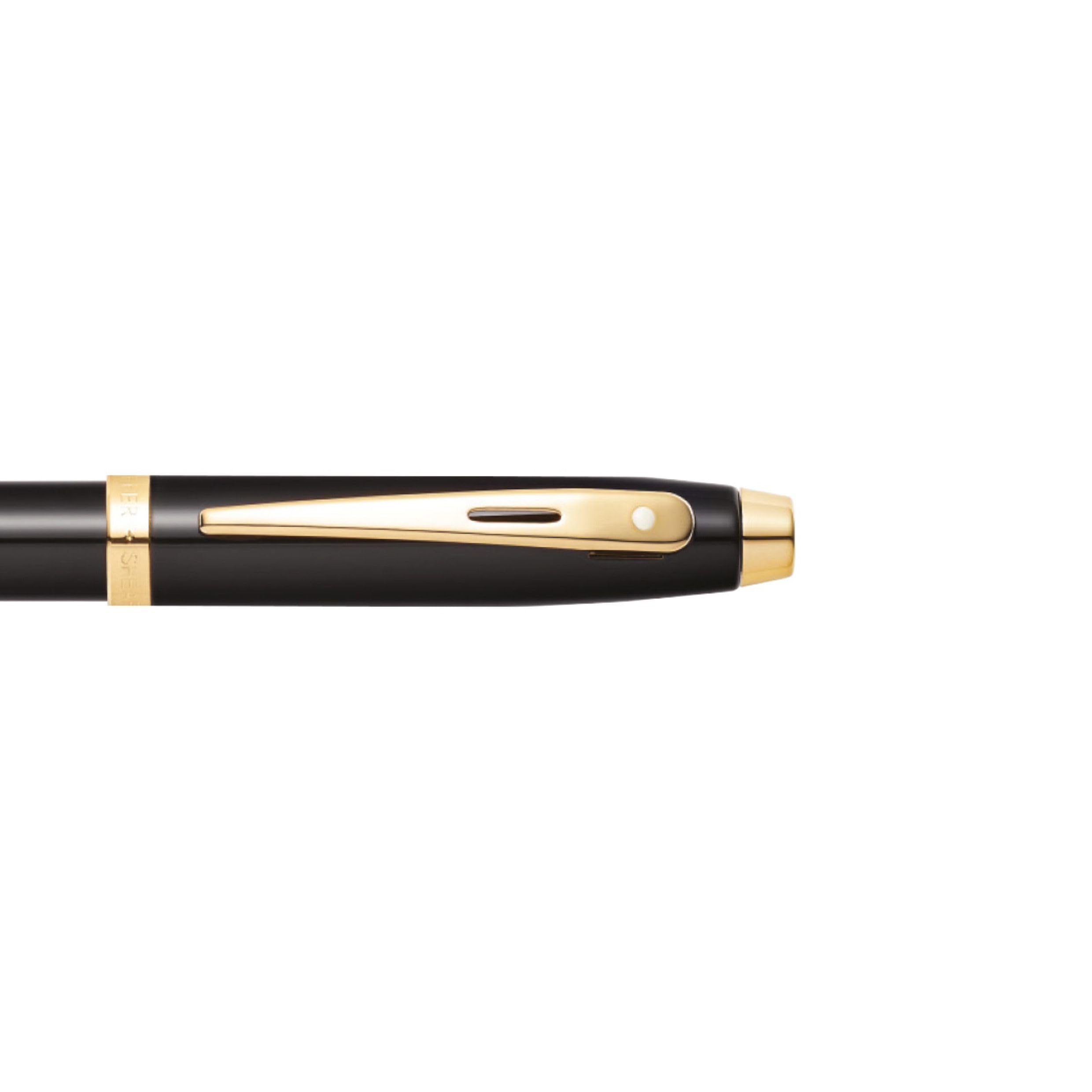 Sheaffer 100 Füllfederhalter (M-Feder, inklusiv Patronen und Konverter) schwarz Lack/Gold, E0932253-30