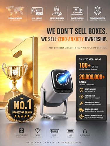 Image of [Compatible with Netflix & TOF Real-time Focus] Mini Projector with WiFi and Bluetooth, XuanPad Silver Smart Projector 4K Support, Dolby Audio & Keystone, 210 Rotatable Stand for Home