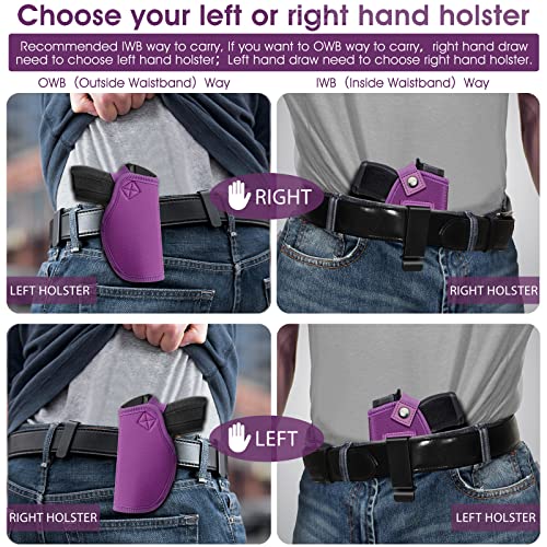 Gun Holster For Women/Men, Universal Iwb Holsters For Concealed Carry, Pistols Holster Right/Left Handed, Fits S&W M&P Shield 9/40 9Mm P320 Glock 17 19 26 27 42 43, Similar Handguns #TOP1