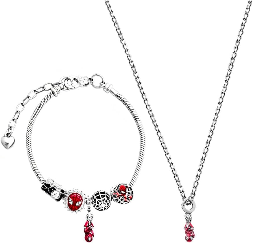 Spider Charm Bracelet Set, Cute Cartoon Jewelry Bracelet Accessory Gift for Women and Men