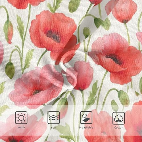 Joisal Girls Underwear Toddlers 2t Cotton Cute Panties Girl Aesthetic Undies Kids Briefs Watercolor Red Flowers3