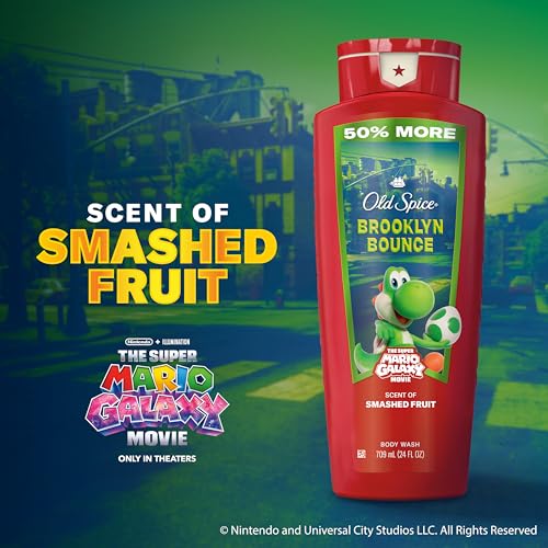 Image of Old Spice X Super Mario, Brooklyn Bounce with Smashed Fruit Scent, Aluminum Free Deodorant + Body & Face Wash Bundle for Men, Smell Super with 24 /7 Lasting Freshness & 24 /7 Shower Clean (Pack of 2)