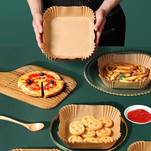 Image of 200PCS Air Fryer Liners Disposable for Ninja Crispi Pro 6-in-1 Glass Air Fryer 6QT AS101CY | AS101DG | AS101LG, Parchment Paper for Instant Pot, COSORI, Chefman 6 qt Airfryer,Ninja Crispi Accessories