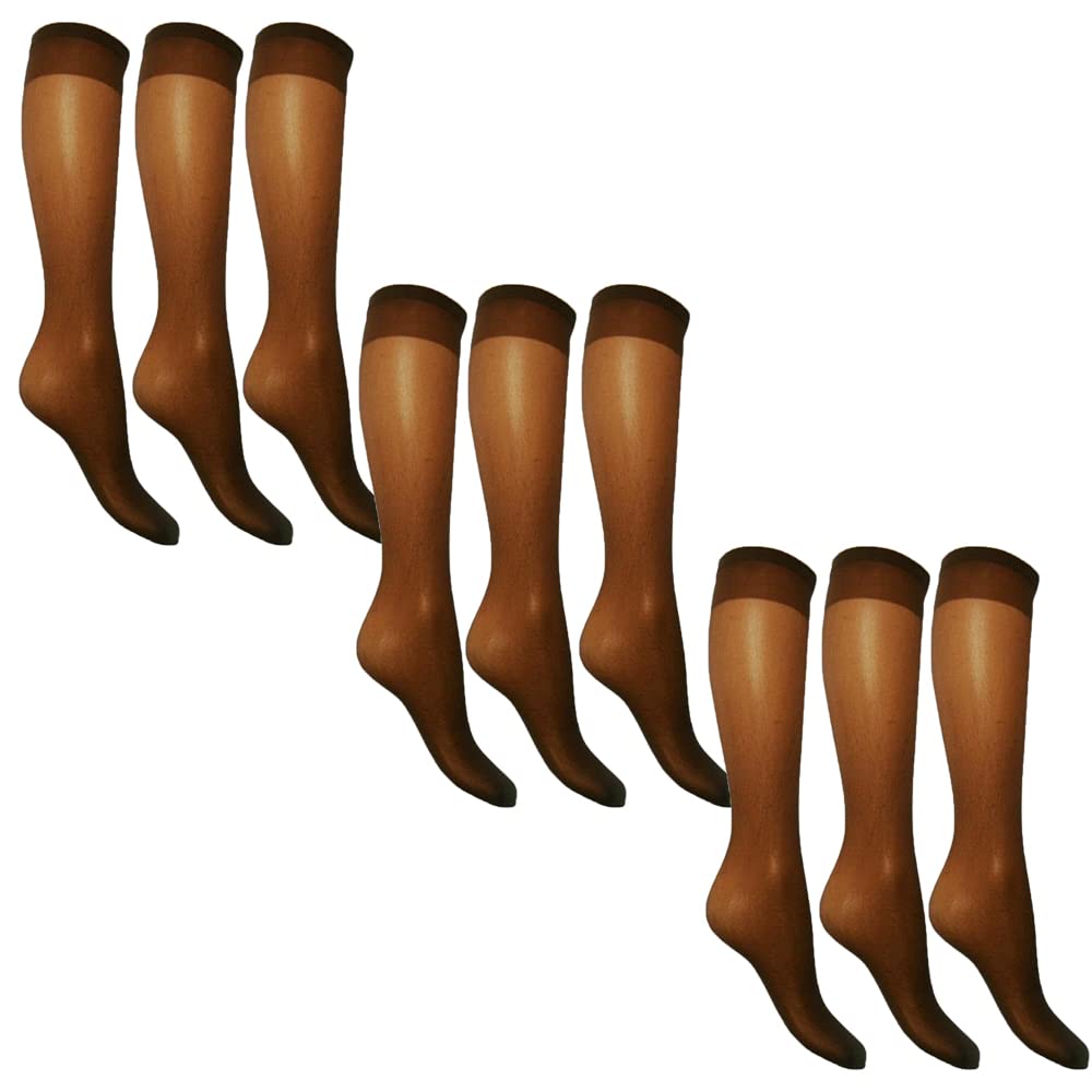 Undercover 15 Denier Sheer Knee Highs Chocolate 9 Pairs (3 Packs)