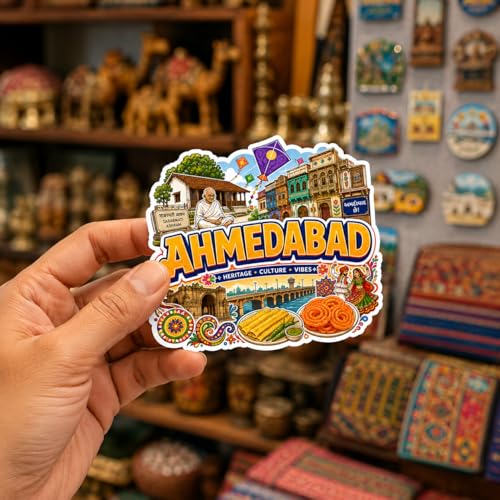 Image of Zesta Wooden Fridge Magnets Set | Refrigerator Decor Magnets for Kitchen | India Souvenir Fridge Magnet Collection | Wooden Magnet for Fridge Door Decoration (Ahemdabad)