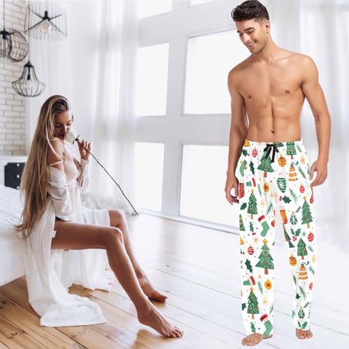 visesunny Mens Cotton Pajama Pants PJ Bottoms Christmas Stocking Decoration Lightweight Soft Lounge Sleepwear with Pockets3
