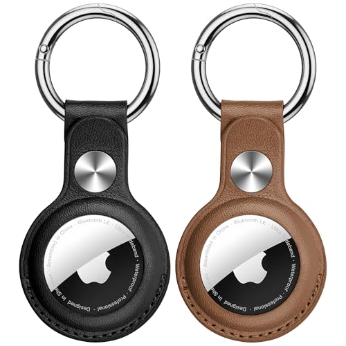 Citymore Kompatibel mit Apple AirTag Anhänger Leder Air Tag Hülle mit Schlüsselanhänger mit Rundumschutz vor Kratzern & Stößen AirTag2 Schlüsselanhänger für Schlüssel Koffer Tasche(2er Set)