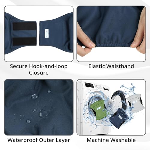 Image of Paw Legend Washable Dog Belly Band Wrap Diapers for Male Dog | High Absorbing Puppy & Doggy Diapers Male (3 Pack,Army,Grey,Navy,XX-Large)