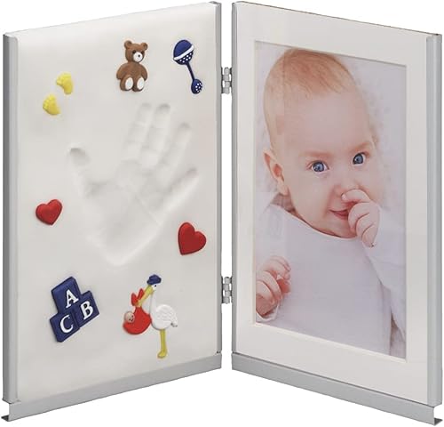 Sculpey Keepsake® Kit de bricolaje para hornear arcilla para horno, marco de memoria para manos y patas (embalaje no minorista). Blanco, no tóxico,