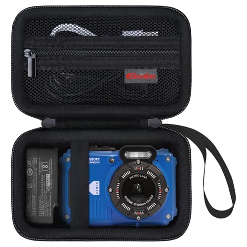 Image of Elonbo Camera Carrying Case for Kodak PIXPRO WPZ2 Waterproof Digital Camera | Camera Carrying Case, Hard Bag, with Mesh Pocket Wrist Strap Double Zipper, for Vlogging, Travel Protective Storage, Black