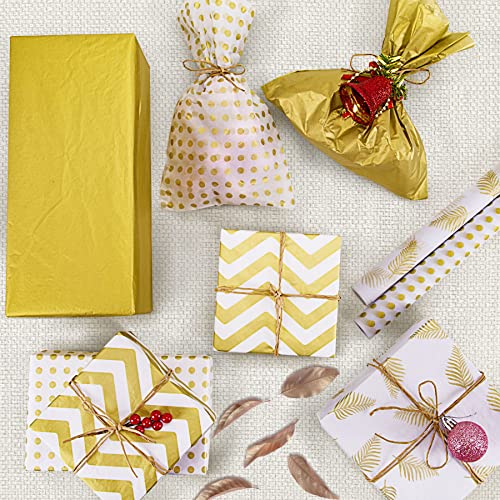 Image of Larcenciel Gift Tissue Paper, 120 Sheets Gold and White Tissue Paper bulk, Wrapping Paper for Christmas Gift Bags, Graduation, Birthday, Holiday, Wedding, Party Decor, DIY and Craft (19.7 x 13.8 inch)
