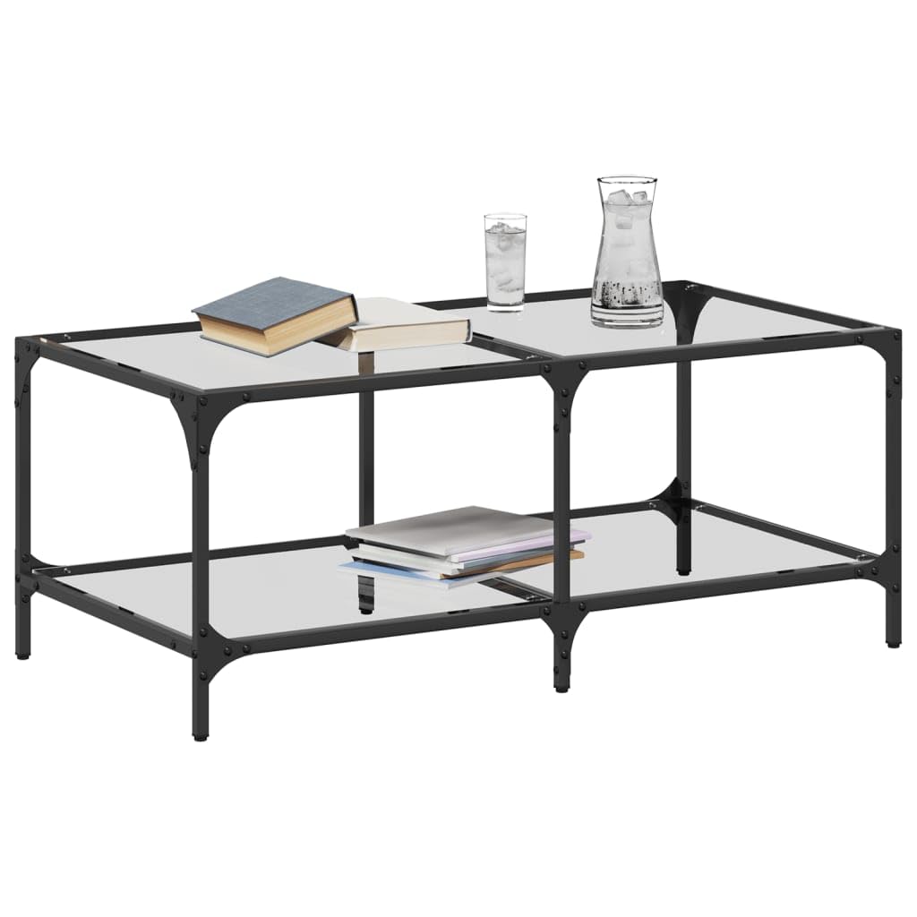 Tavolino da salotto con ripiano in vetro trasparente, 98,5 x 50 x 40 cm, acciaio | Elegante tavolo in vetro per soggiorno e ufficio. Superficie facile da pulire con robusto telaio in acciaio.