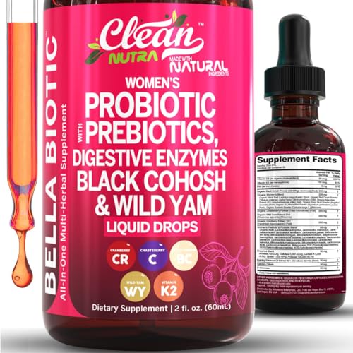 Liquid Probiotics for Women Drops with Chasteberry, Black Cohosh, Prebiotics, ...