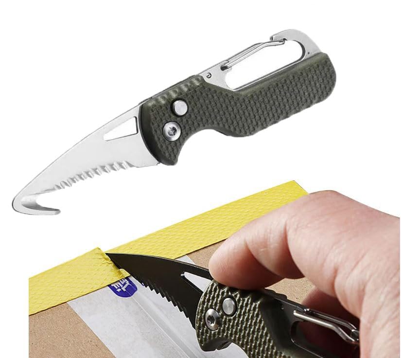 Handy Cutter Food Safe Film Cutter, Cryovac Cutter, Stretch Wrap, Shrink Wrap Cutter, Banding Cutter, Carton Cutter, Box Cutter w/Tape Splitter, Disposable (1 Pcs,Multi Colour)