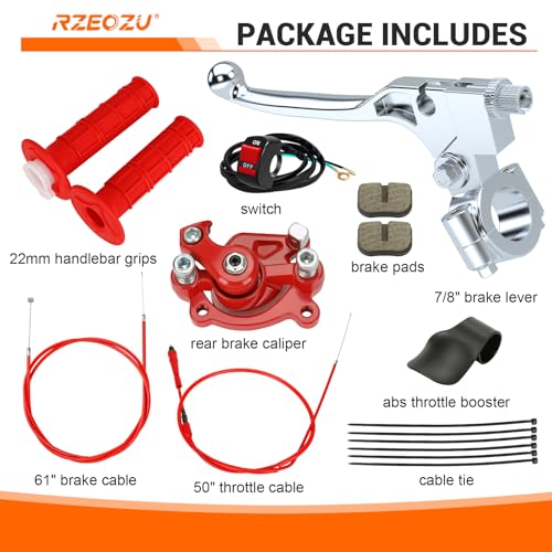 RZEOZU 80cc Mini Bike Throttle Cable and Brake Kit Compatible with Mega Monster Moto MMB80 MMB105 Coleman CC100X CT100U Baja Doodle Bug DB30 Motovox MBX10 MBX11 Minibike Lever Parts 7/8 Handlebar Grip