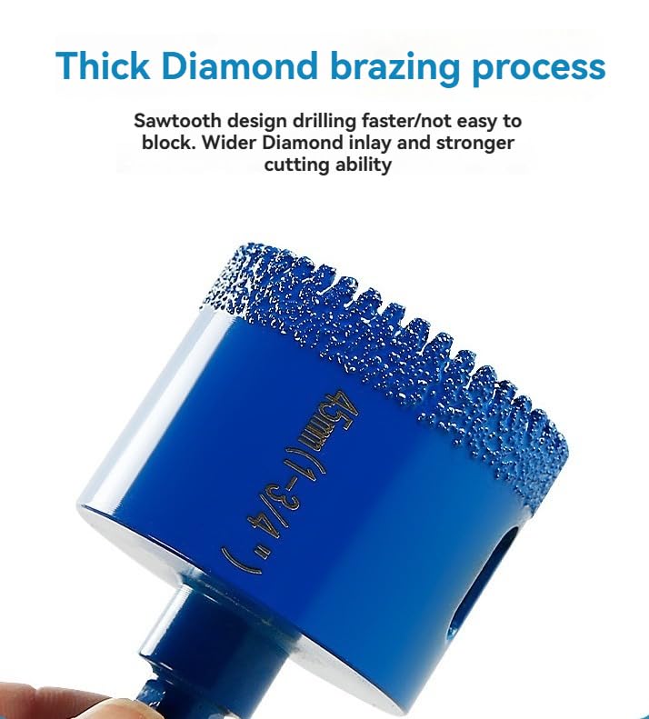 10 piezas de brocas de diamante con dentadura azul y agujero redondo, juego de brocas para perforar y cortar baldosas de cerámica, cuarzo y mármol.