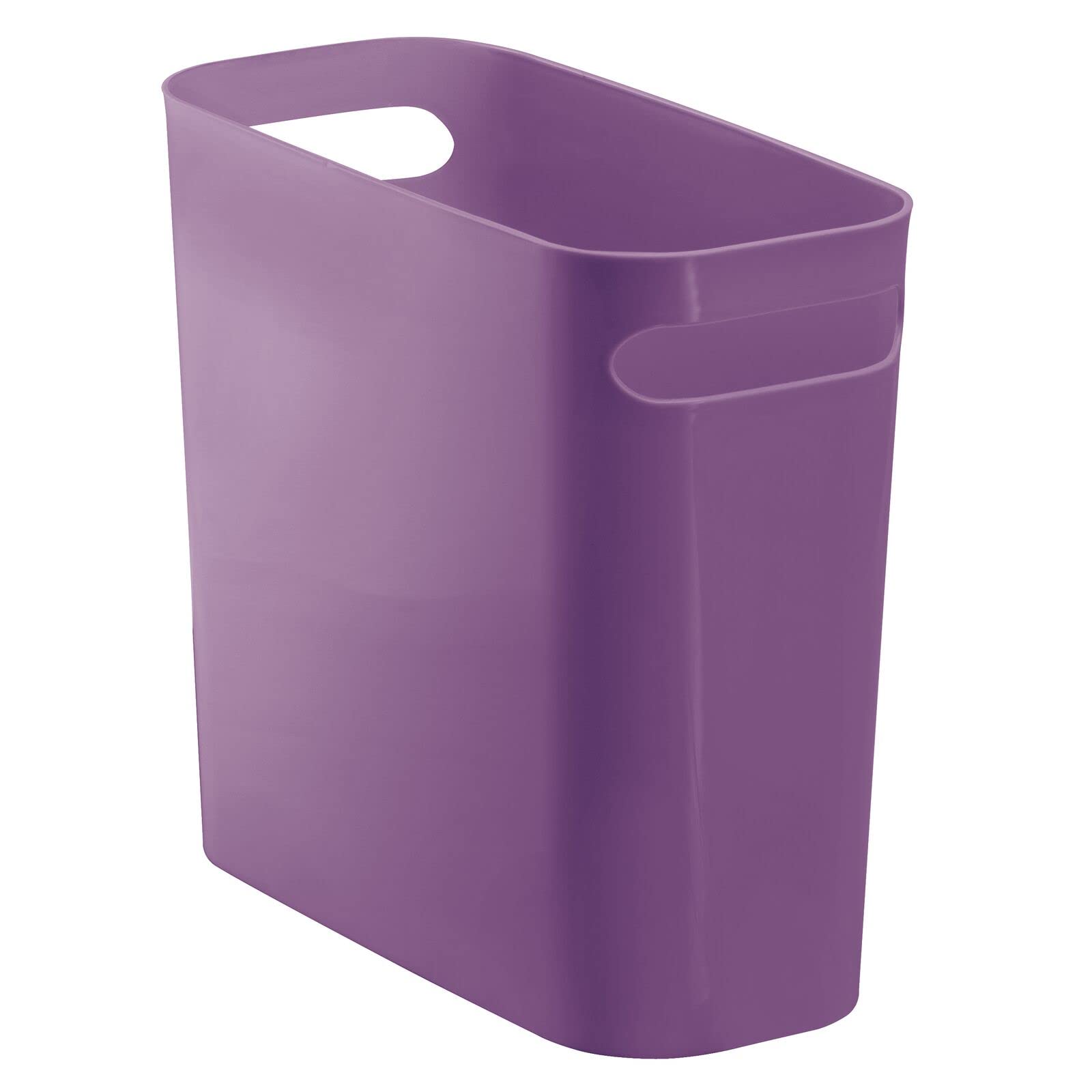 mDesign Plastic Small Trash Can, 1.5 Gallon/5.7-Liter Wastebasket, Garbage Container Bin with Handles for Bathroom, Kitchen, Home Office, Hold Waste, Recycling, 10" High, Aura Collection, Grape Purple
