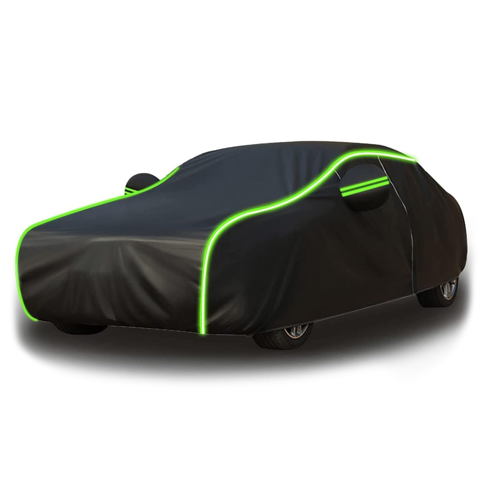 Car Cover Waterproof for Mazda 323 BF 1985–1989, Car Cover Outdoor, Car Tarpaulin Waterproof Breathable Dustproof Windproof Breathable UV Protection, Car Cover Hail Protection(Black Green,Thin)