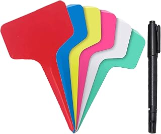 120Pcs Plastic Plant Labels - Plant Labels for Outdoor Plants and Marker Pen, T-Type Reusable Plant Labels Garden Markers, Plant Tags Greenhouse Accessories for Potted Herbs Seed Flowers Vegetables