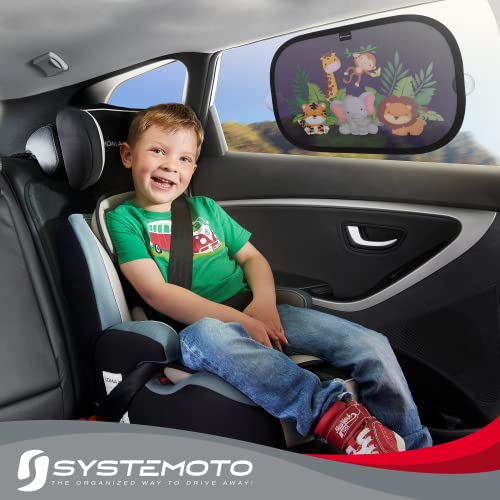 Systemoto Auto Sonnenschutz Baby mit UV Schutz (2er Set) - Autofenster Sonnenschutz für Personenkraftwagen, für Kinder mit süßen Tier Motiven (Wild Life) – Bild 6