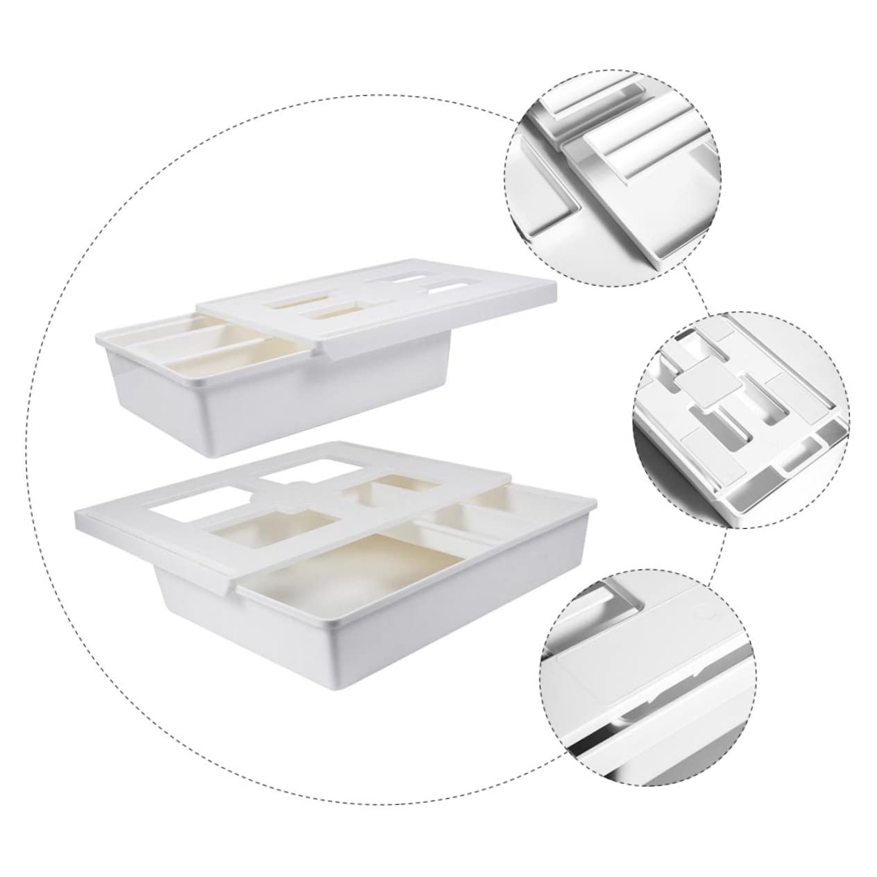 TEHAUX 2pezzi Sottotavolo Estraibile Portapenne Autoadesivo Organizer Per Cancelleria Articoli Per Ufficio Contenitore Portaoggetti Nascosto Per Scrivania