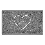 Nicoman Herz Geprägt Fußmatte-(Geeignet für Innen- und Schützen Außen), Mittel (75x44cm), Grau