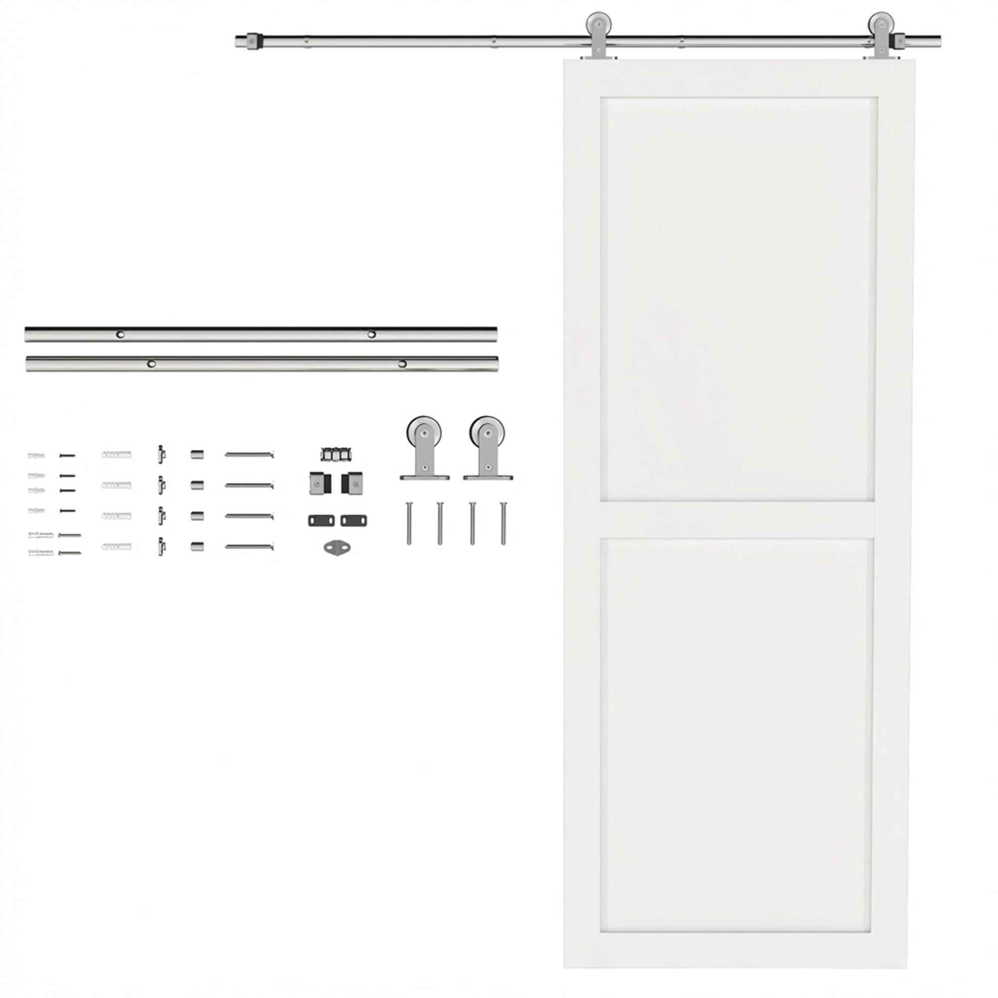 HOMCOM 5FT/150cm Sliding Barn Door Hardware Track Kit, 80kg Heavy Duty Stainless Steel Sliding Door Rail with T Shape Hanger for Single Wooden Door, Fit Over 30mm Thickness, Silver Tone