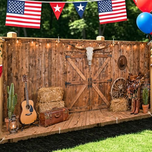 Image of 6 x 13 ft Garage Door Cover Rustic Barn Western Backdrop