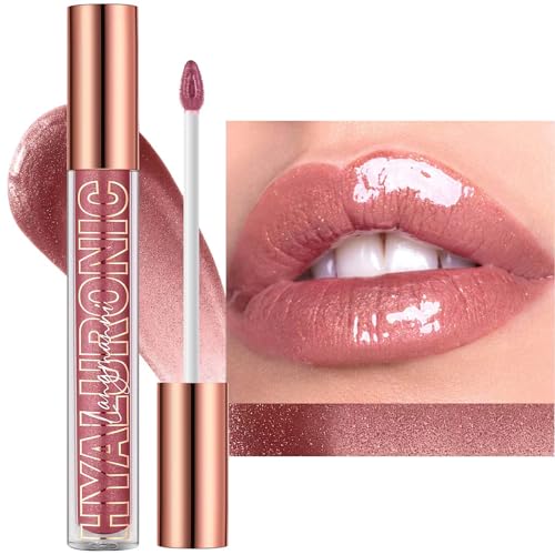 Nude Brown Lip Gloss Lip Plumper Gloss Tinted Glitter Lipgloss Li...