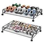 KOSIWU Under Bed Storage With Wheels, 2 Pack Rolling Containers for Shoes, Metal Rack Organizer for Bedroom Organization