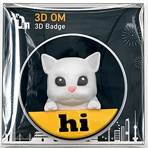 Image of 3D OM Badge Cat-Hi, 3-inch Grill Badge, Realistic Stylish Cute Fun 3D Printing Plastic (PLA) on Acrylic Plate - Works with The Grill Badge Holder (not Included) (BK1-KWY)
