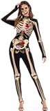 Women's Halloween Skull skeleton-1 Bodysuit Skinny Stretch Costume