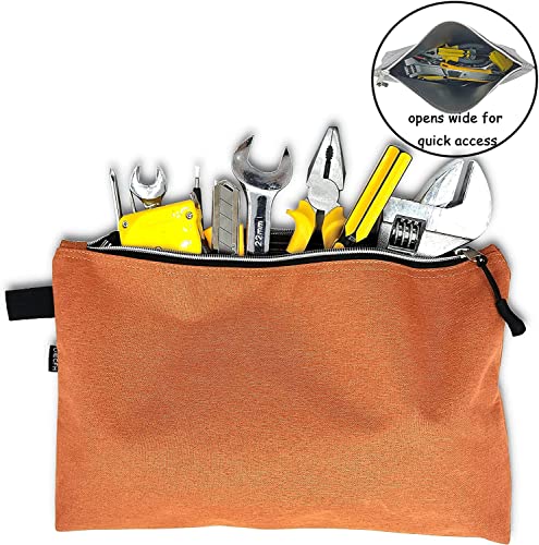 Diecfh Tool Pouch Zipper Bag -4Pack Heavy Duty Waterproof Tools Bags 12.8X8X2Inch Utility Oxford Canvas Storage Pouches Multipurpose Organizer Tote Bags,Orange, Green, Blue, Gray #TOP2