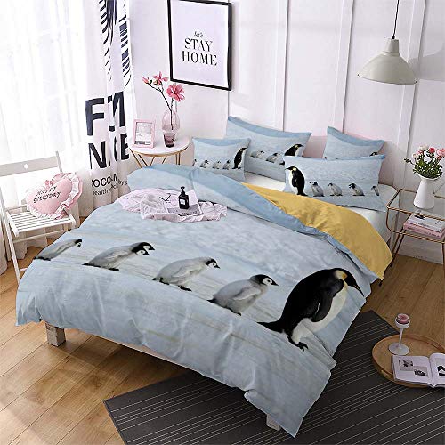 Damara Cute Antarctic Penguin Series 3D Bedding Set Print Duvet Cover Set Lifelike Bed Sheet #03 (4, Full) #TOP2