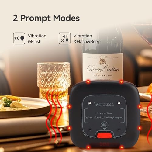Retekess TD183 Bezprzewodowy System Przywoławczy, Pager z Podwójnym ładowaniem, Pager 30H 300mAh, FSK Long Distance 800M, Buzzer Pagera, Zapytanie o Historię Połączeń, Szpital, Logistyka