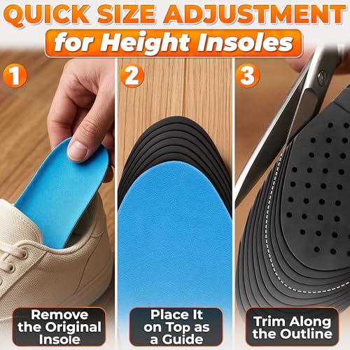 Image of 2-Layer Height Increase Insoles for Men & Women, 1.2-2 in (3-5 cm) | Adjustable Trim-to-Fit Shoe Lifts, PVC Layers, Firm Fit in Sneakers & Dress Shoes, US 4.5-9, Height Boosters for Work & Dates