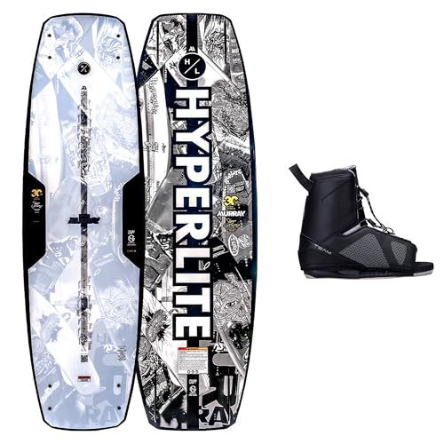Hyperlite Murray Wakeboard with Open-Toe Adjustable Team Bindings Wakeboard Package - Perfect for Intermediate to Advanced Riders - 134cm w/Team OT Bindings, Sizes 4-8.5