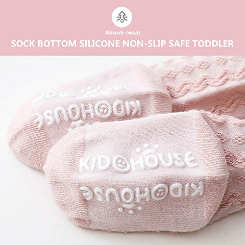 Baby Knee High Socks Non Slip Grip Ankle Socks Ruffled Long Stockings for Infants Toddlers Kids Boys Girls3