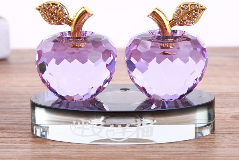 クリスタルオーナメントパープルアップルカー香水オーナメントガラスフルーツ置物文鎮アートギフト用誕生日クラフトオーナメント