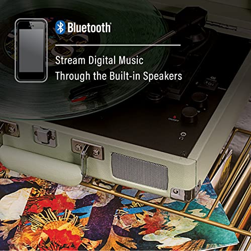 Crosley CR8005F-MT Cruiser Plus Vintage 3-Speed Bluetooth in/Out Suitcase Vinyl Record Player Turntable, Mint - Les Beatles, Paul McCartney, John Lennon, RIngo Starr, George Harrison Crosley CR8005F-MT Cruiser Plus Vintage 3-Speed Bluetooth in/Out Suitcase Vinyl Record Player Turntable, Mint – Image 5