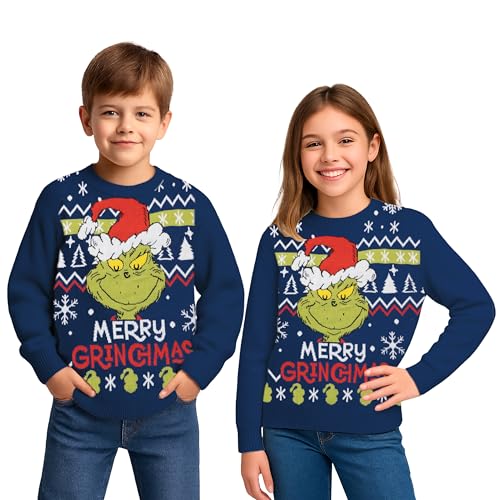 United Labels Der Grinch Weihnachtspullover für Kinder, Blau, Merry...