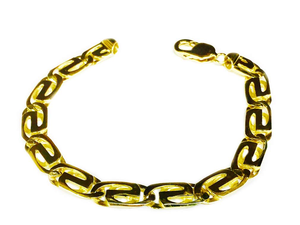 10kt solid gold HEAVY handmade link men's bracelet 9.5" 9.25 MM 26 grams