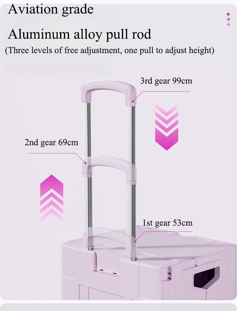 Crate on WheelsPortable Fing Utili Cart Handcart Shopping Trolley Fable Tool Box for Grocery Office La TeacherWhite