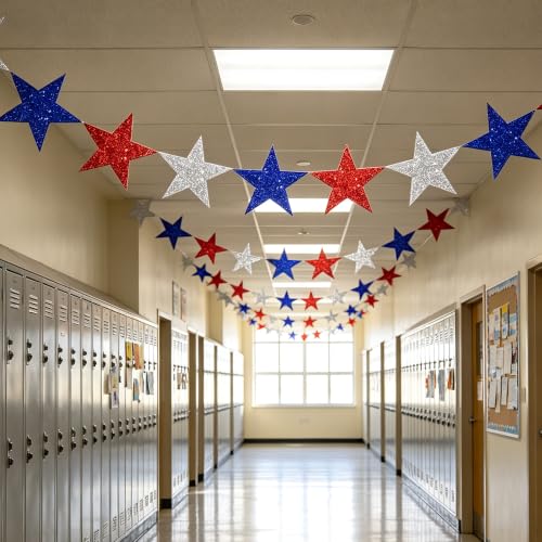Image of Vuzvuv 6 Inch Star Cutouts Red White Blue Paper for Bulletin Board Decor
