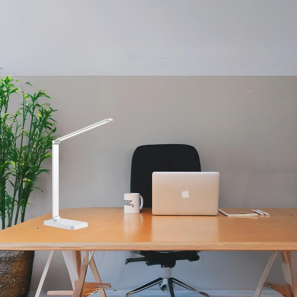 wonderlamp Flexo LED 5W Norima Blanco con Batería recargable, Interruptor táctil y Cargador Inalámbrico para móviles 3000-4000-6000K