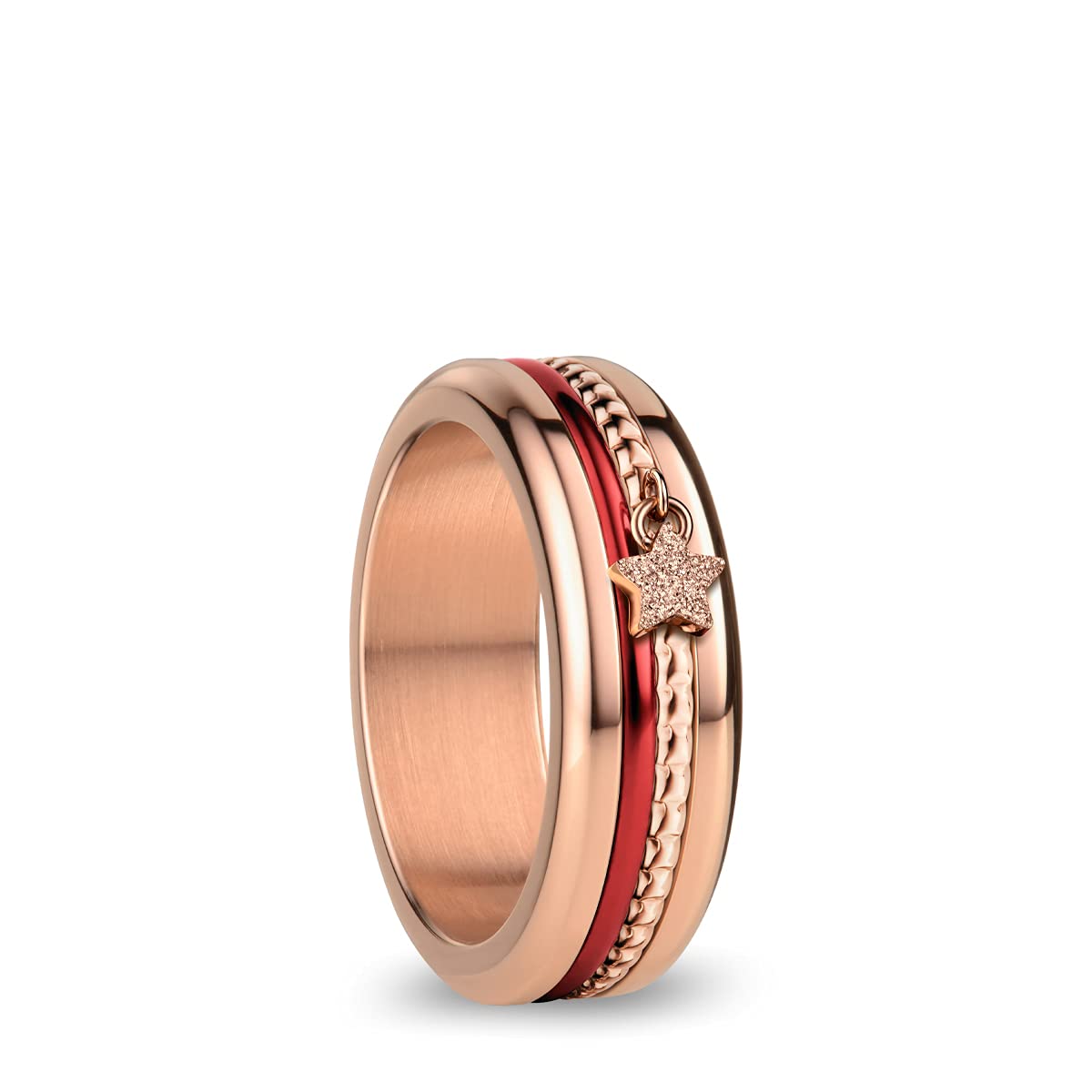 BERINGAnillos combinados intercambiables para mujer en oro rosa y rojo con el exclusivo sistema Twist & Change, Murray