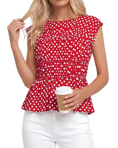 BTFBM Casual Short Sleeve Polka Dot Tops for Women