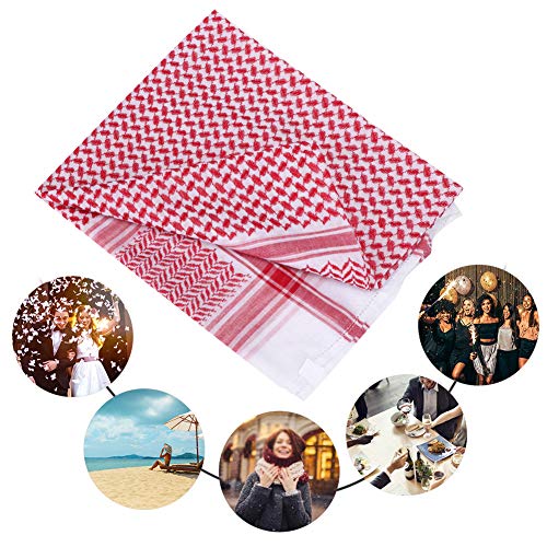 Men Arab Head Scarf Red Plaid Head Neck Scarf for Muslim Headwear Arabian Costume Accessories3