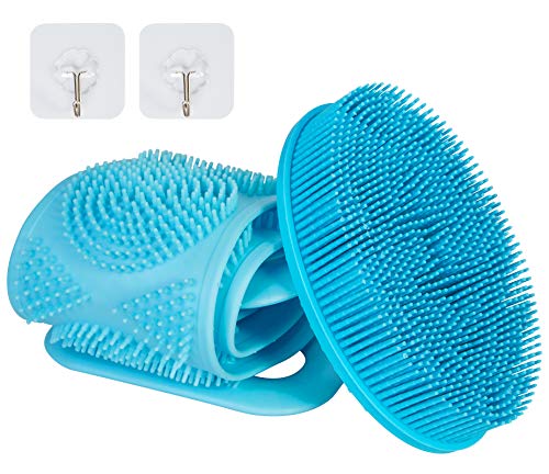 AFSTEE Silicone Loofah and Silicone Back Scrubber for Shower, Silicone Body Brush Easy Clean Quickly Dry Skin Exfoliation, 2 Pack